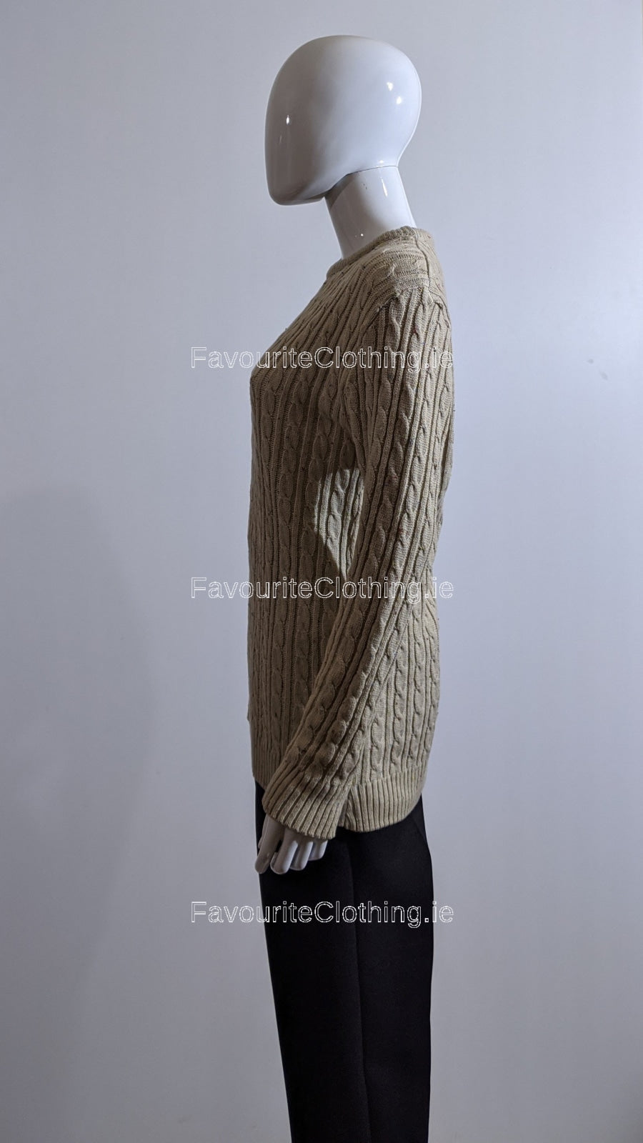 Beige Round Neck Cable Knit Jumper