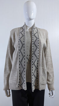 Beige Stitched Design Pattern Twinset Jumper