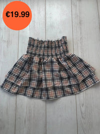 Beige Tartan Check Rara Mini Skirt