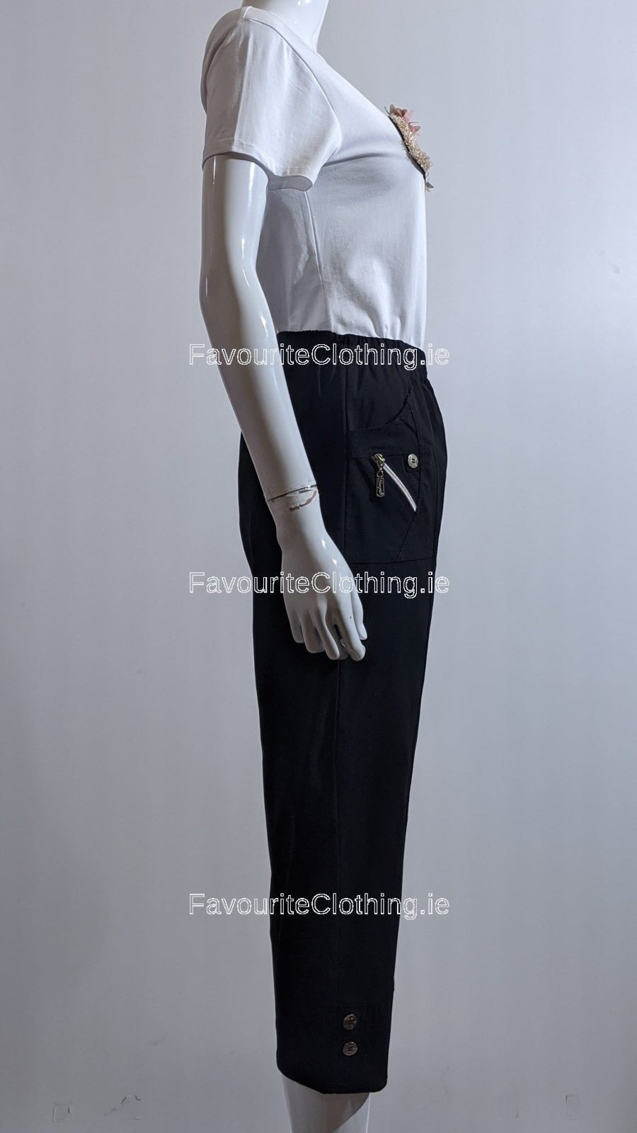 Black Cropped Cotton Trouser