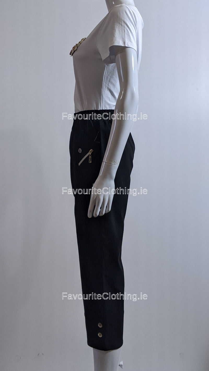 Black Cropped Cotton Trouser