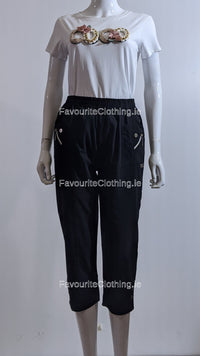 Black Cropped Cotton Trouser