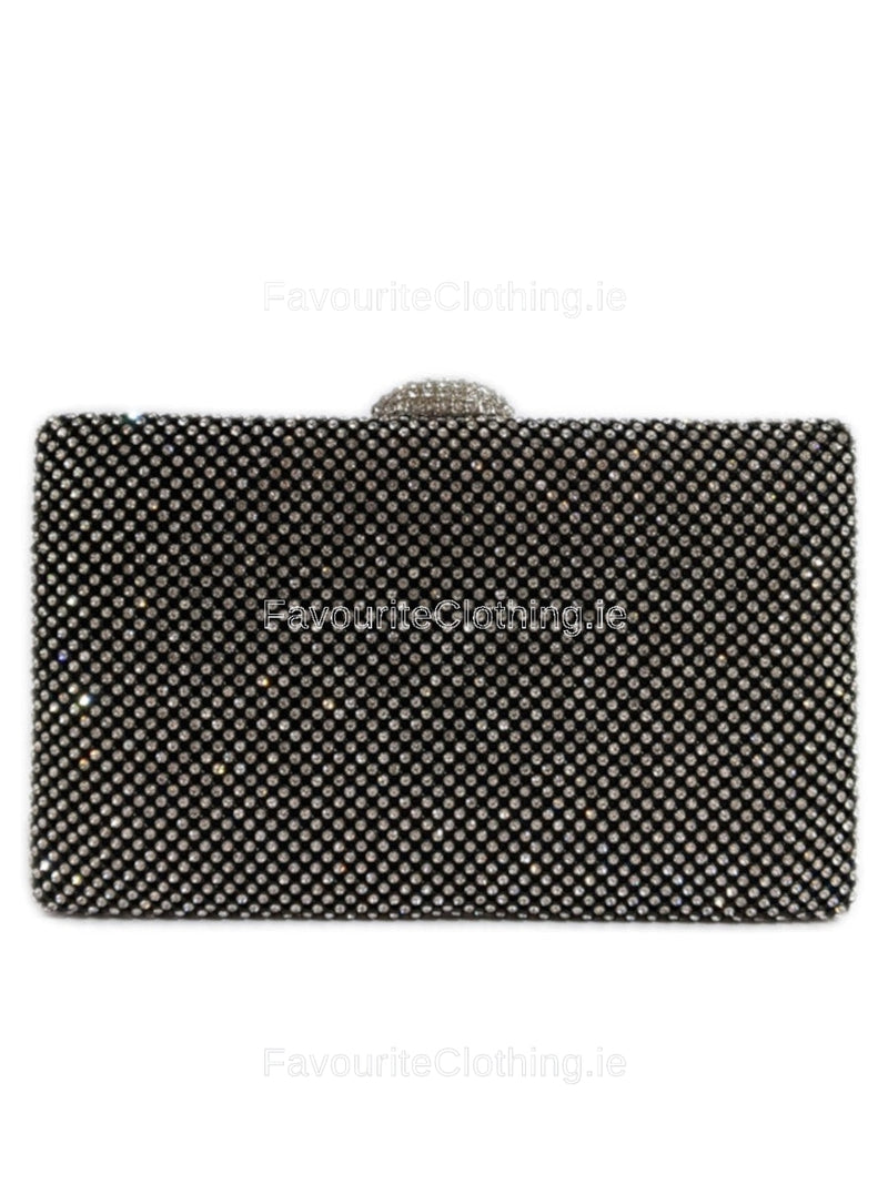 Black Diamante Embellished Clutch Bag