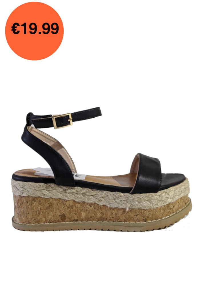 Black Flatform Espadrille Sandals