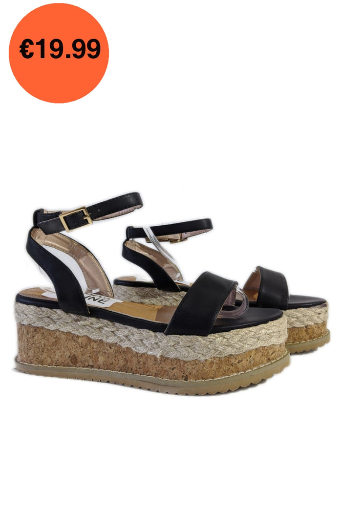 Black Flatform Espadrille Sandals