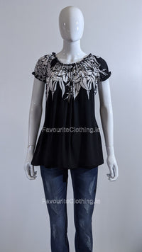 Black Floral Pattern Top