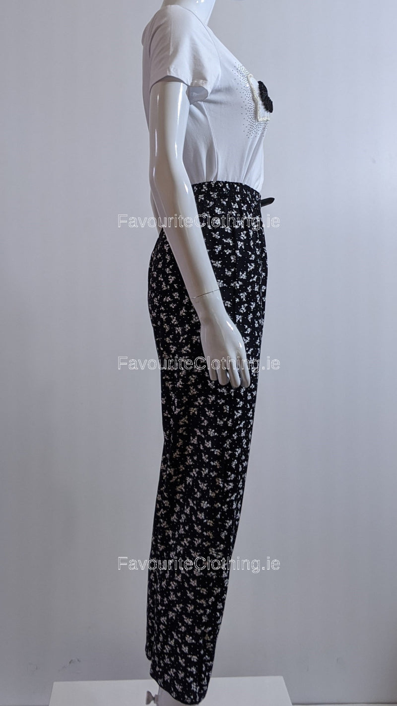 Black Flower Print Trouser