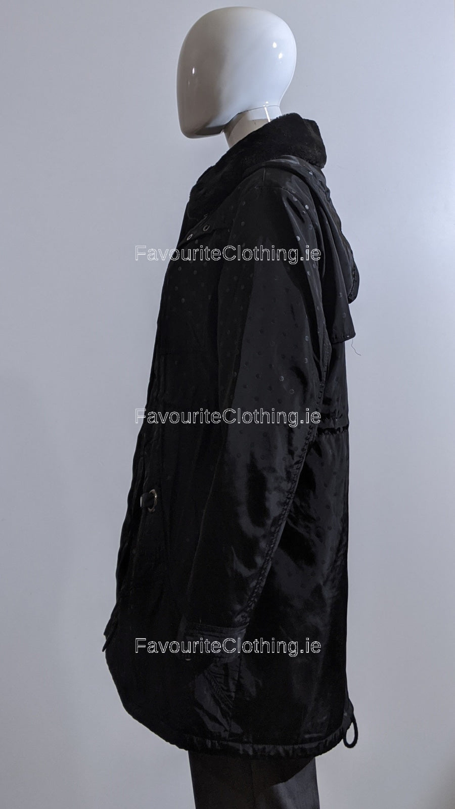 Black Fur Collar Hooded Long Coat