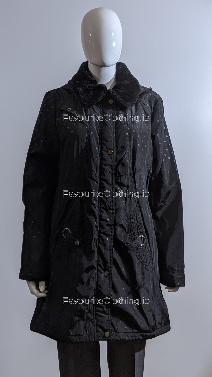 Black Fur Collar Hooded Long Coat