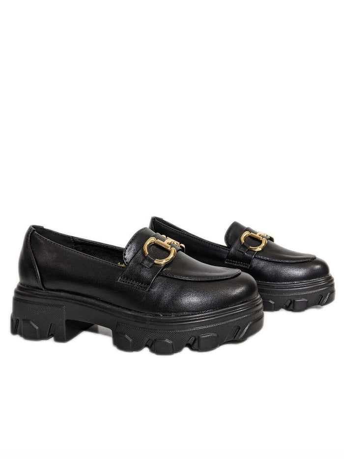 Black Lightweight Gold Bar Chunky Loafer 