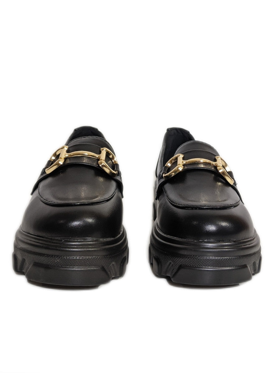 Black Lightweight Gold Bar Chunky Loafer 