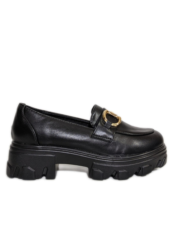 Black Lightweight Gold Bar Chunky Loafer 