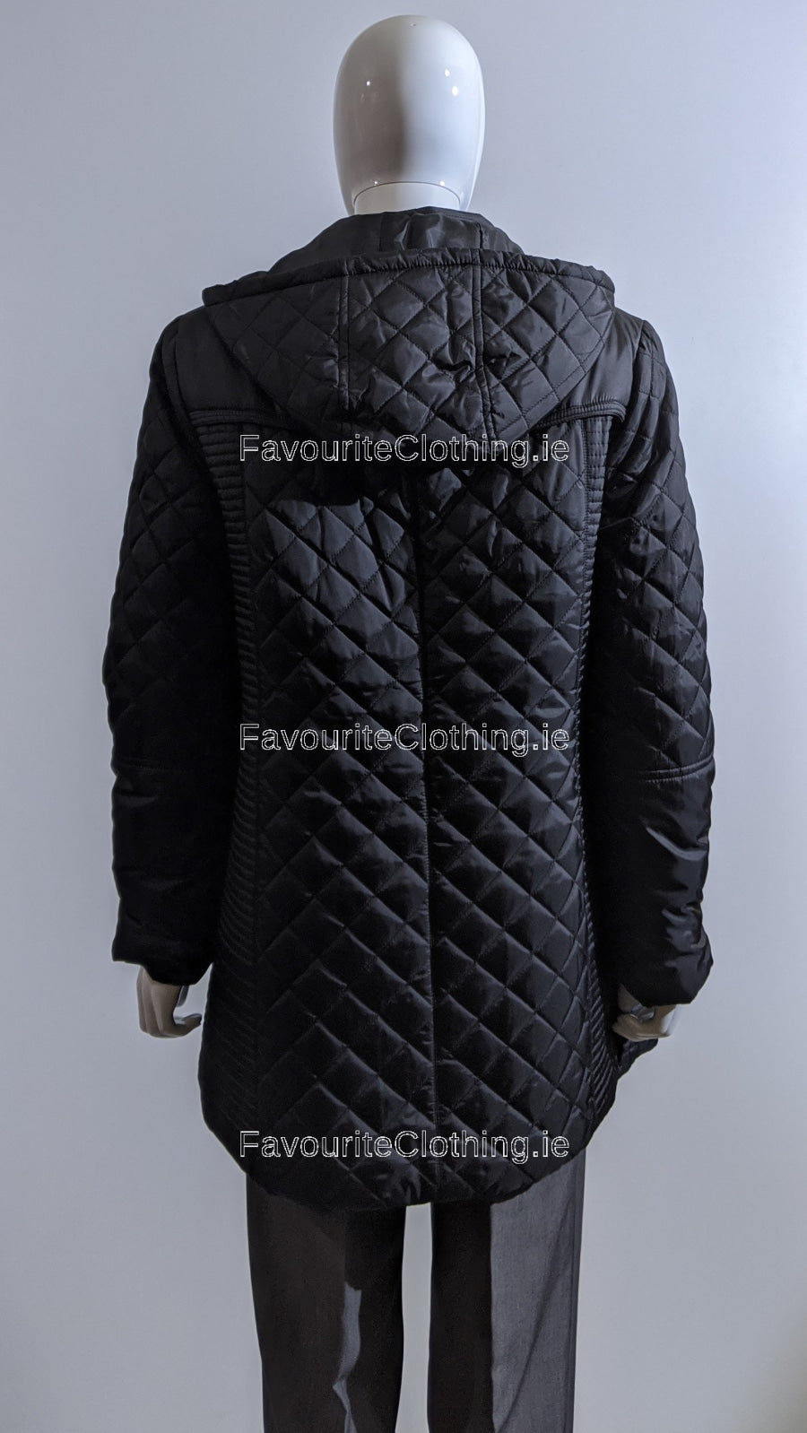 Black Padded Quilted Hooded Long Coat