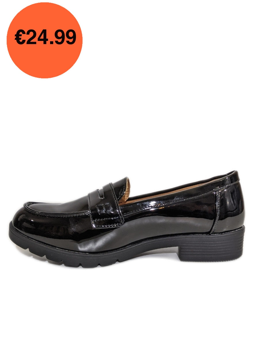 Black Patent Loafers Flat Shoes