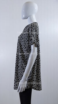 Black Pattern Loose Zip Top