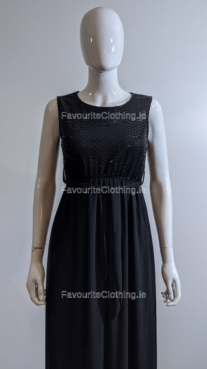 Black Sparkle Glitter Long Dress