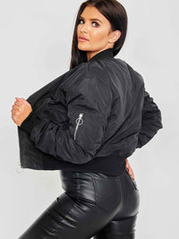 Black Zip Up Bomber Jacket