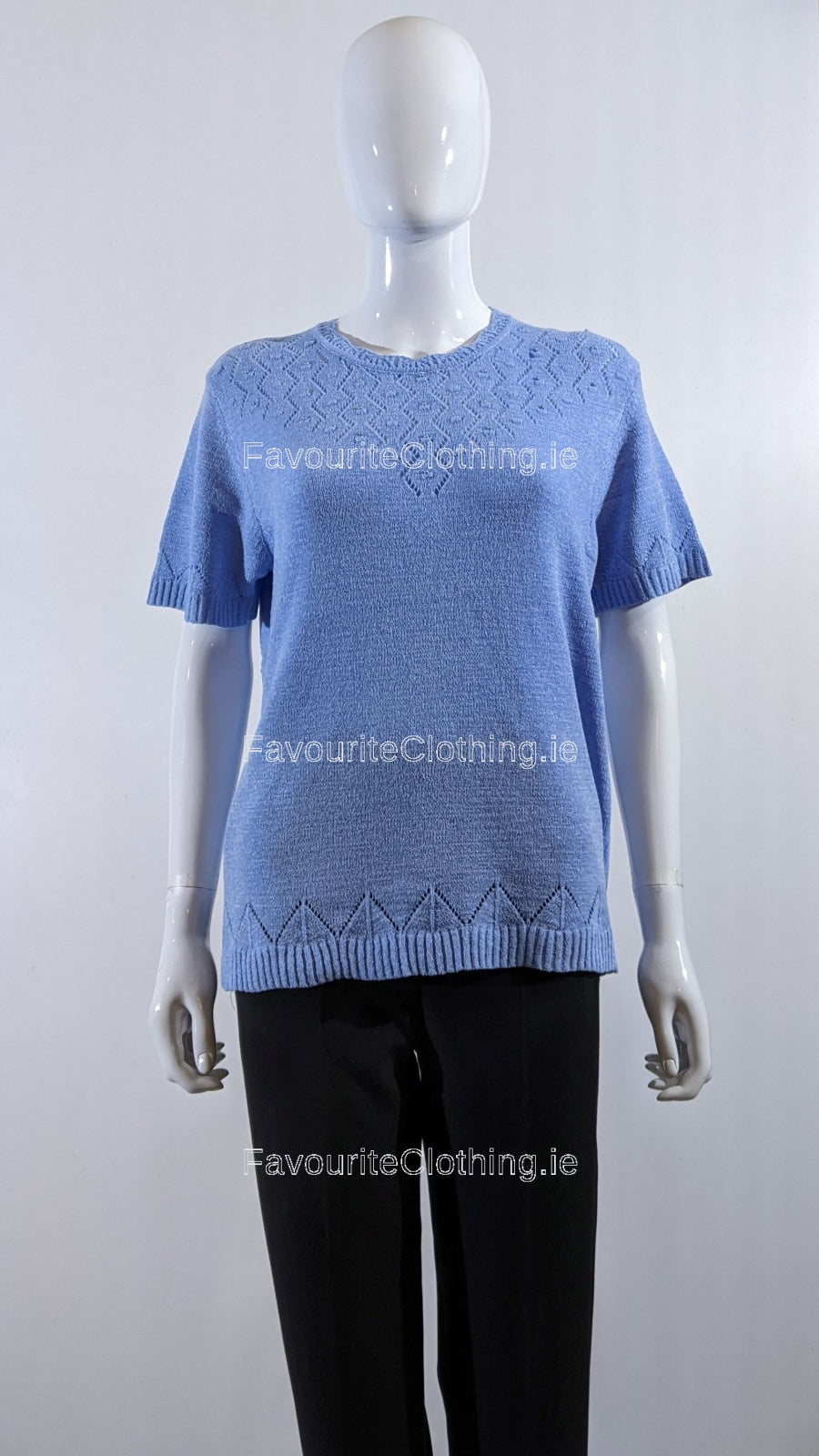 Blue Beaded Soft Touch Short Sleeve Jumper