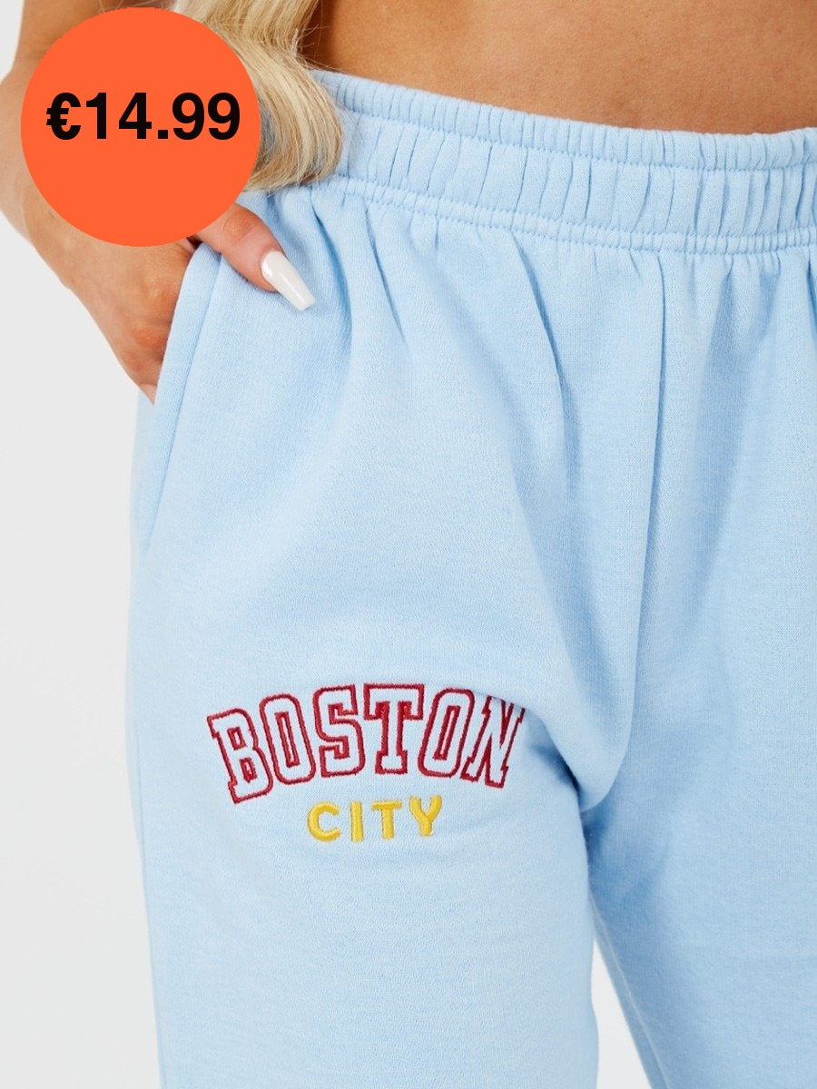 Blue Boston Embroidered Fleece Jogger