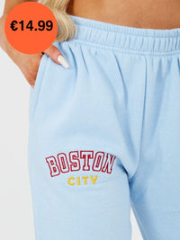 Blue Boston Embroidered Fleece Jogger