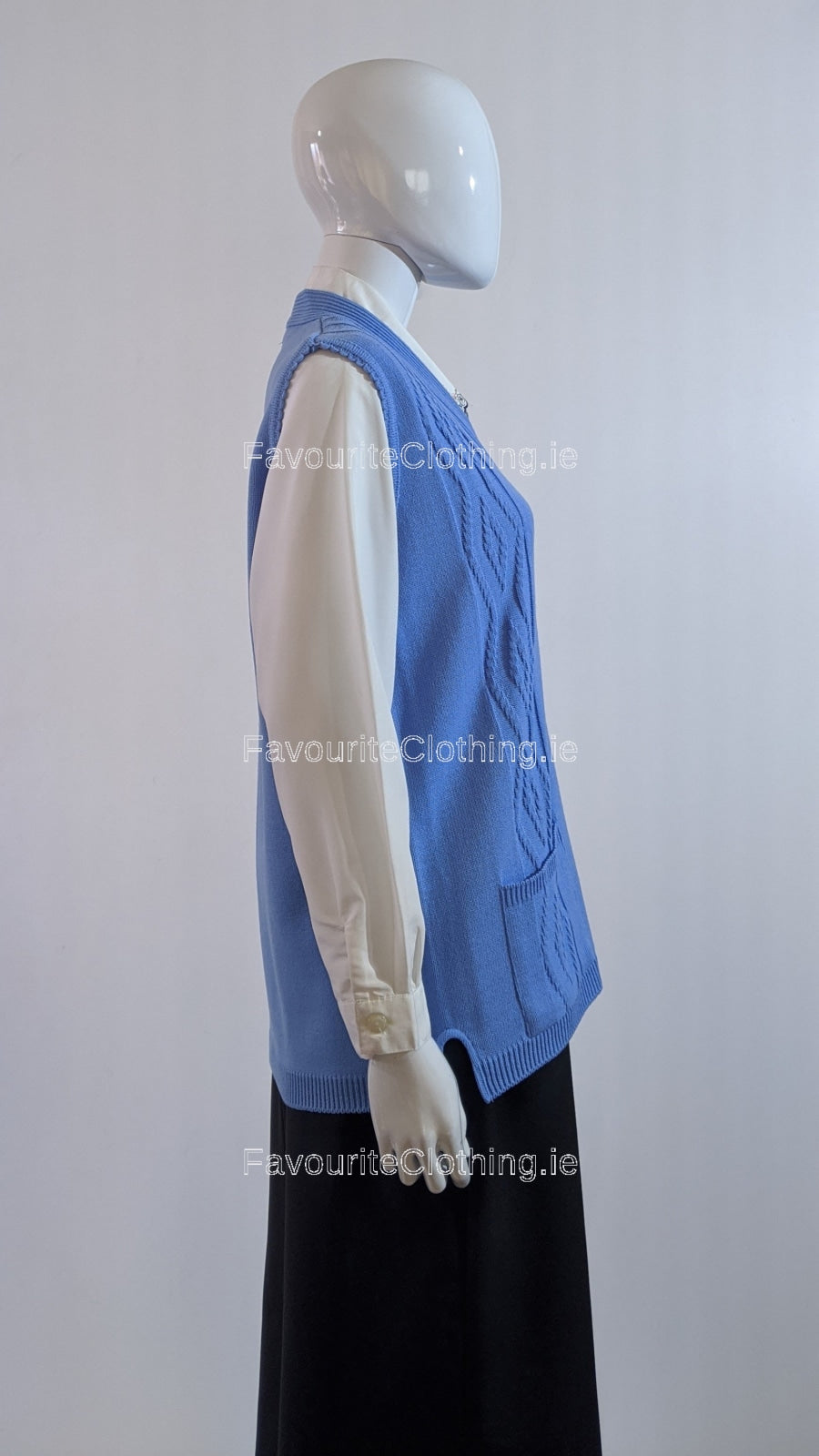 Blue Button Up Knitted Waistcoat with Pockets