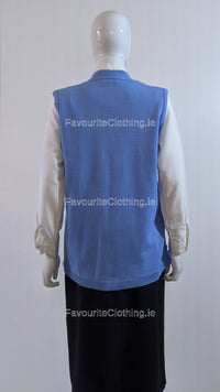 Blue Button Up Knitted Waistcoat with Pockets