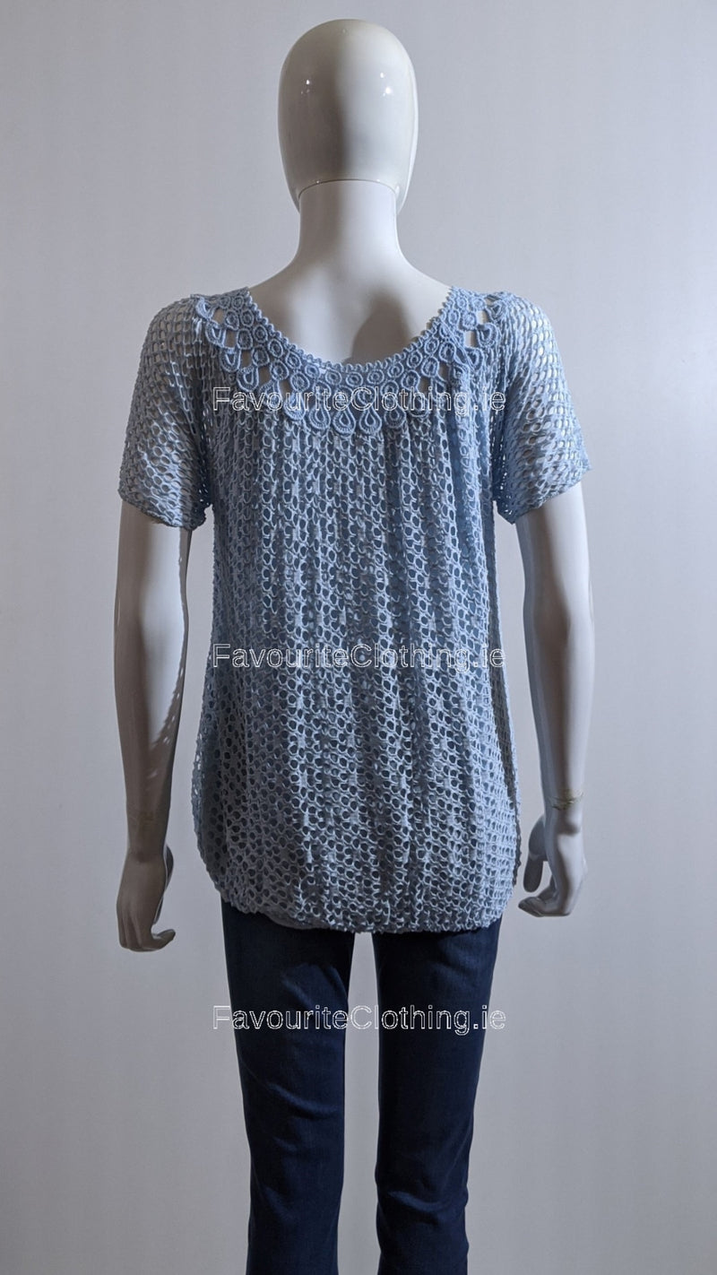 Blue Crochet Hole Top