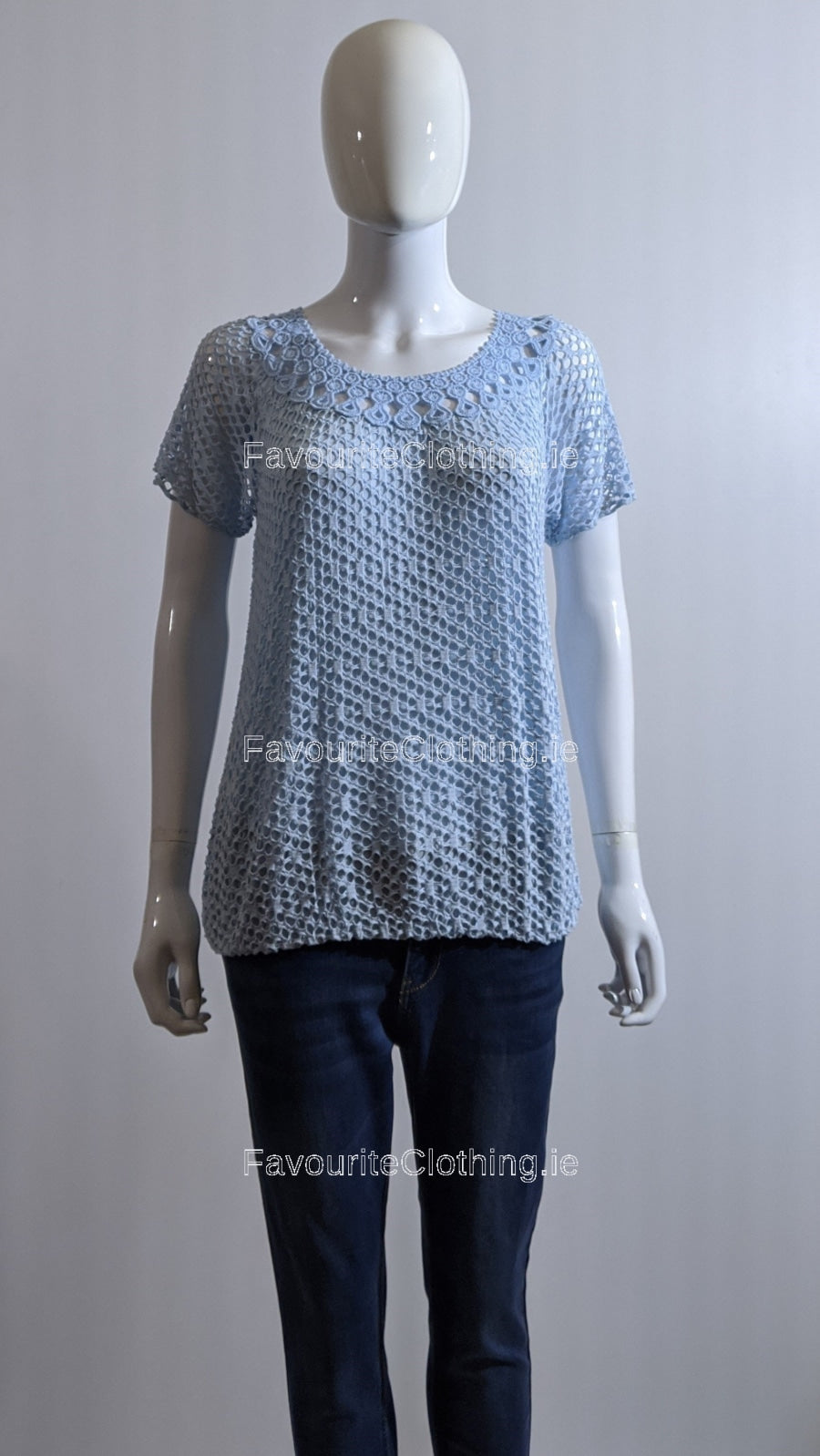 Blue Crochet Hole Top