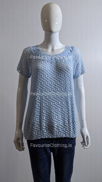 Blue Crochet Hole Top