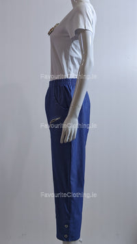 Blue Denim Cropped Cotton Trouser