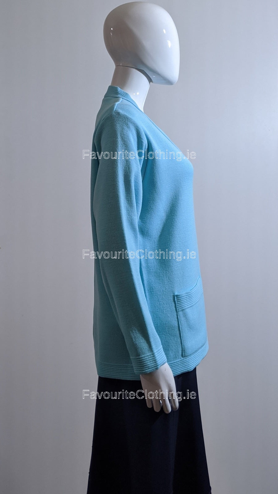 Blue V-Neck Button Pocket Cardigan