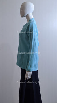 Blue V-Neck Button Pocket Cardigan