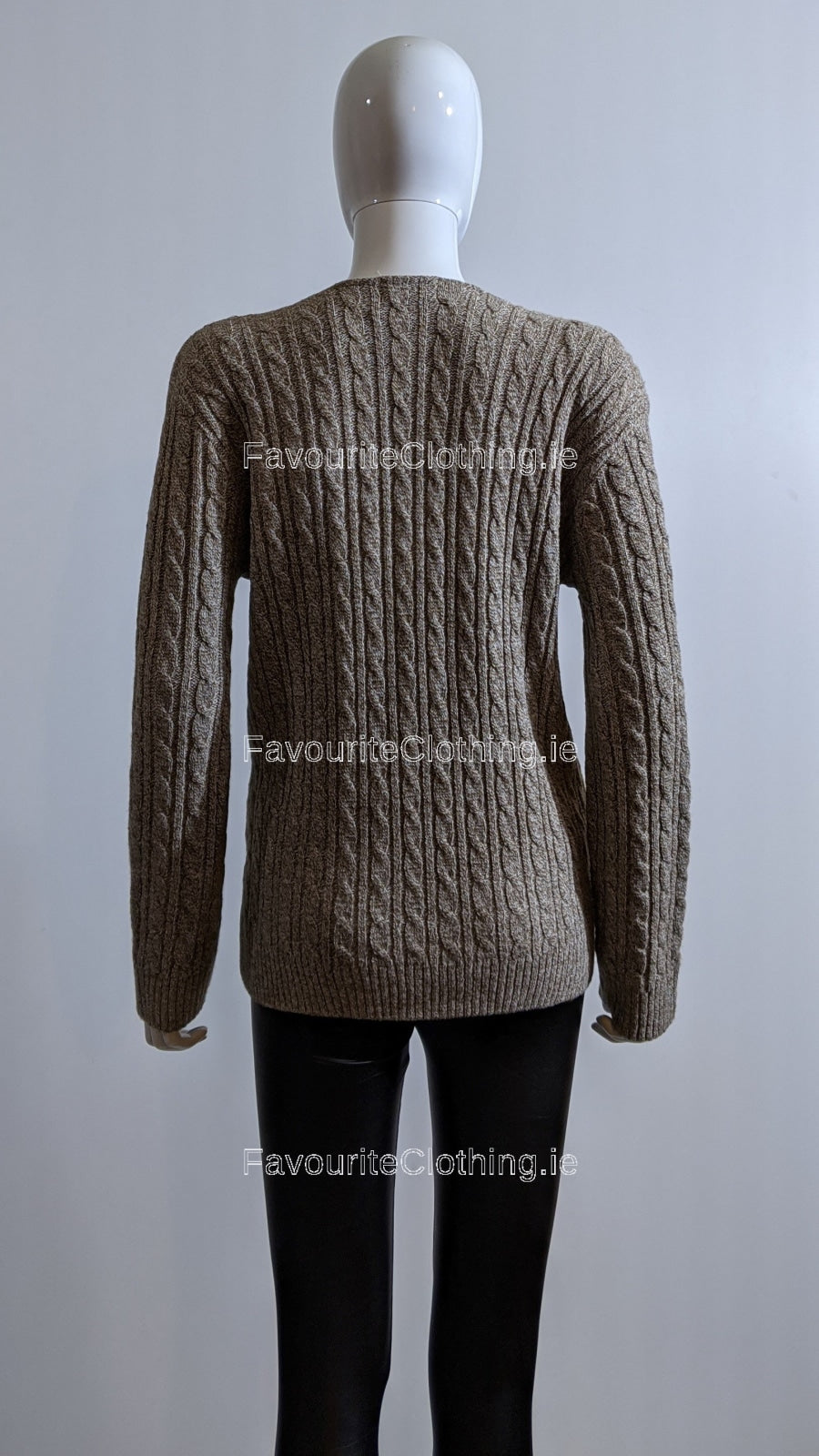 Brown V-Neck Cable Knit Jumper