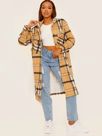 Camel Longline Check Jacket Shacket