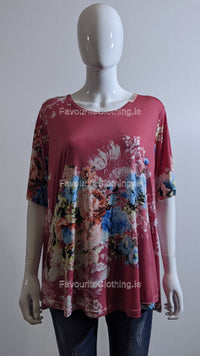 Cerise Pink Flower Print Top