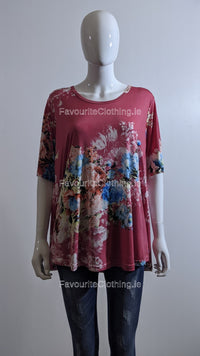 Cerise Pink Flower Print Top