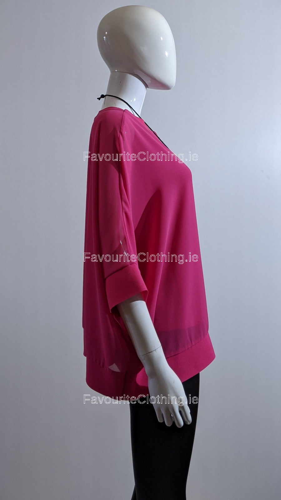 Cerise Pink Necklace Loose Fit Top