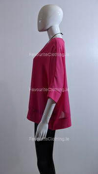 Cerise Pink Necklace Loose Fit Top