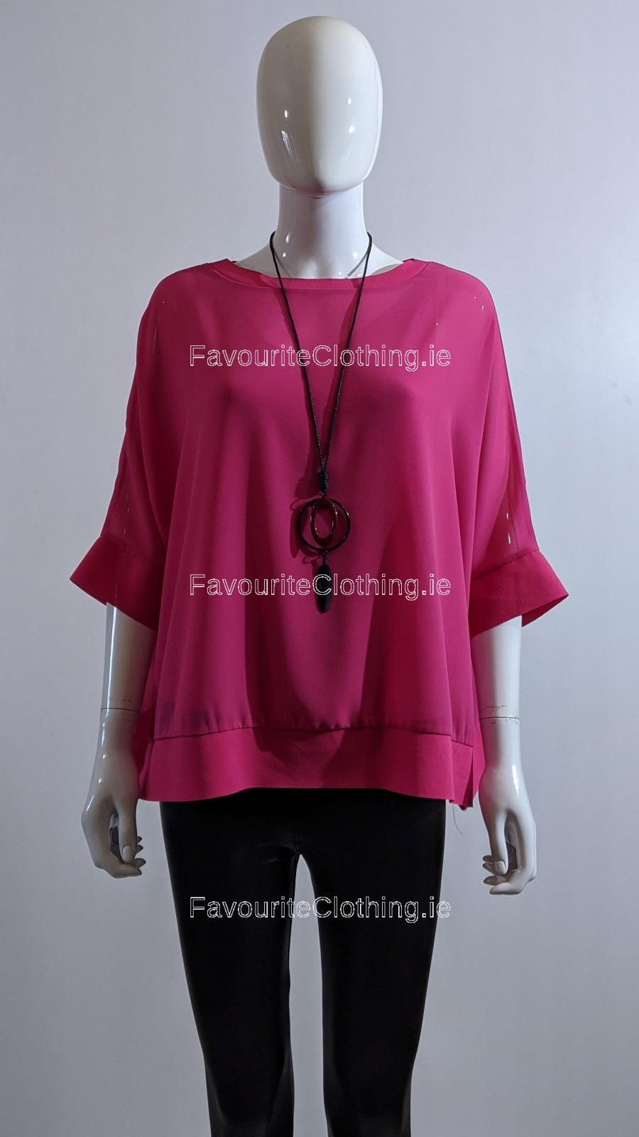 Cerise Pink Necklace Loose Fit Top