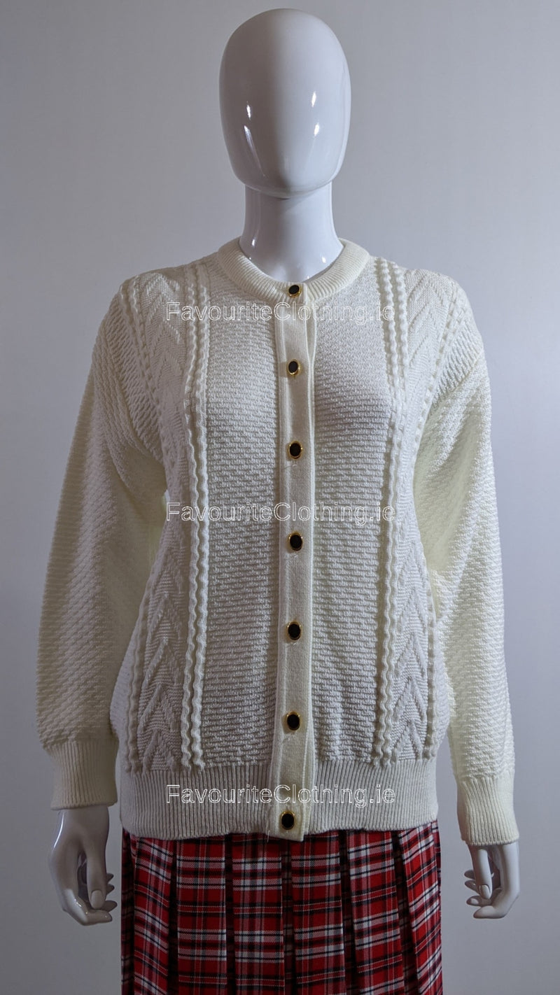 Cream Round Neck Cardigan