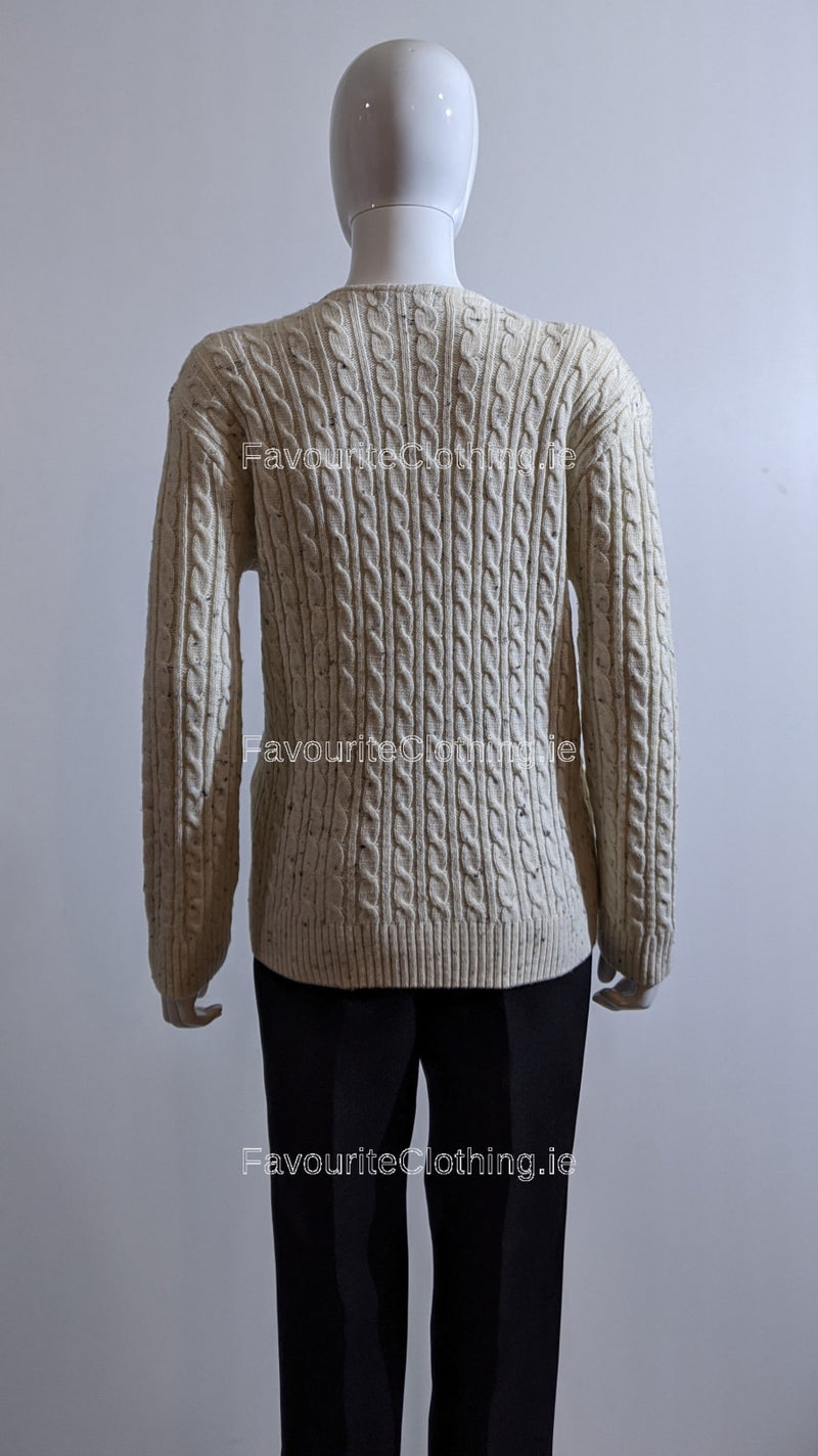 Cream V-Neck Cable Knit Jumper