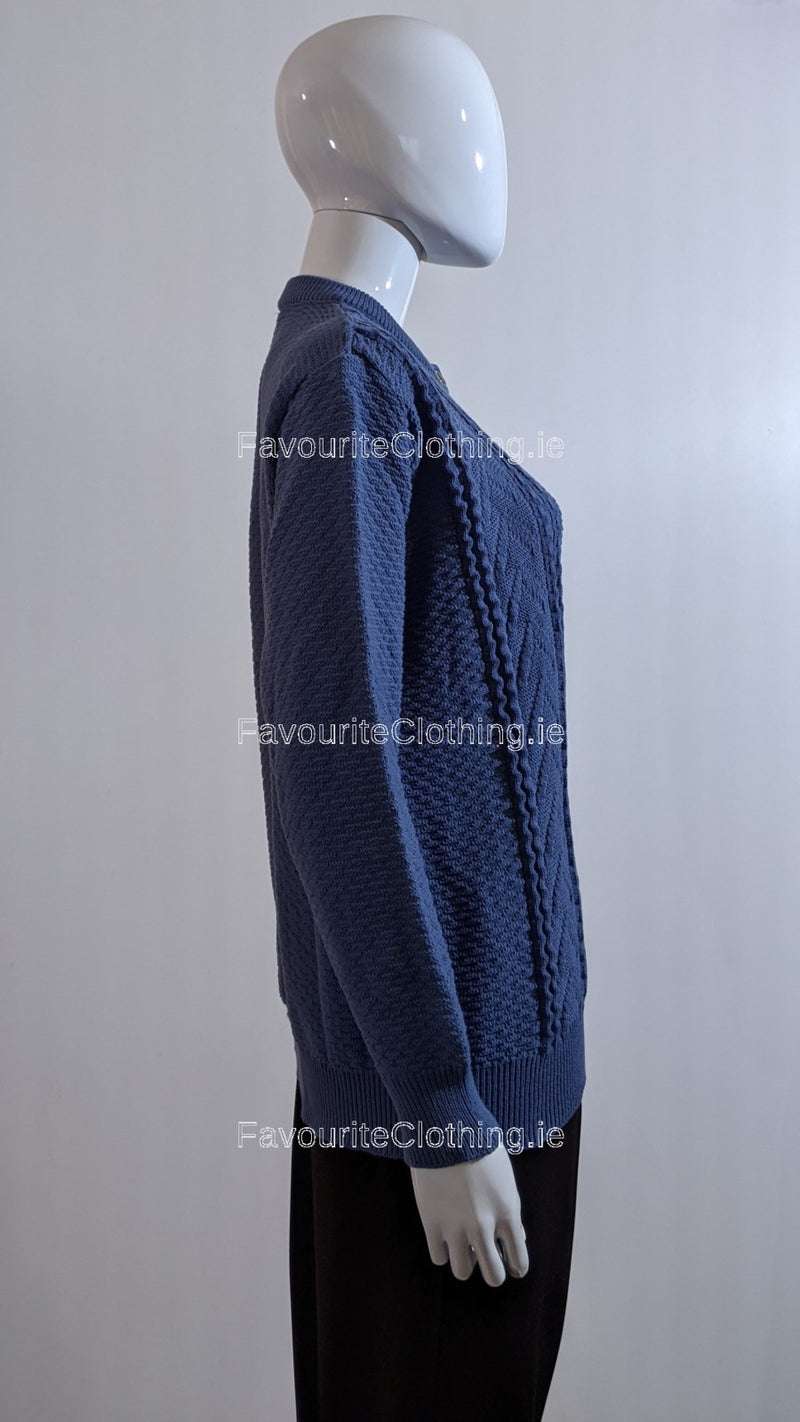 Denim Blue Button Up Design Cardigan