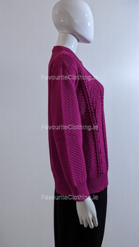 Fuchsia Button Up Design Cardigan