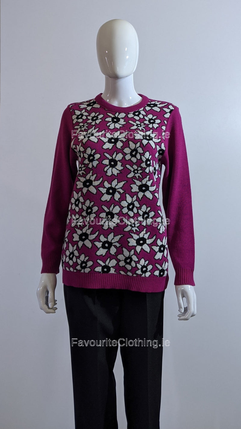 Fuchsia Flower Print Jumper