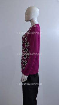 Fuchsia Flower Print Jumper