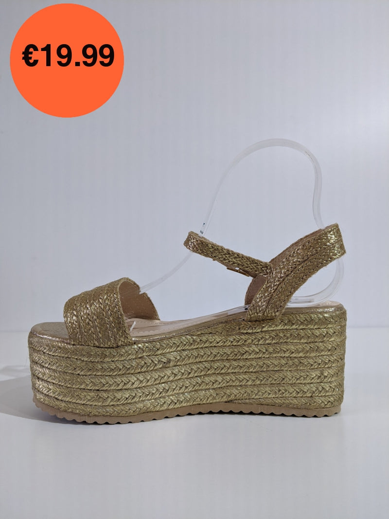 Gold Chunky Platform Espadrille Sandals