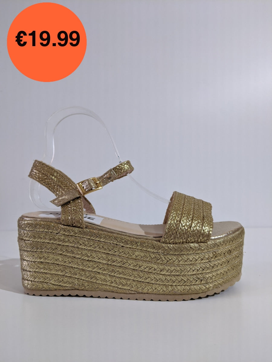 Gold Chunky Platform Espadrille Sandals