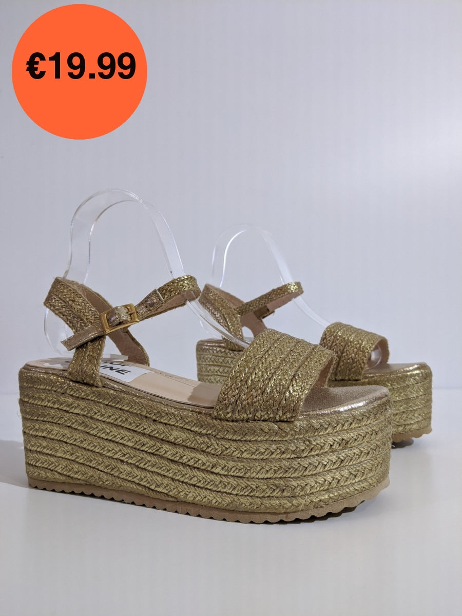 Gold Chunky Platform Espadrille Sandals