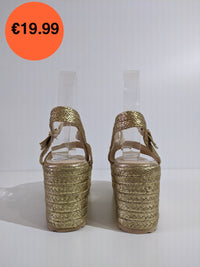 Gold Chunky Platform Espadrille Sandals