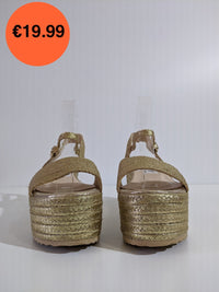 Gold Chunky Platform Espadrille Sandals